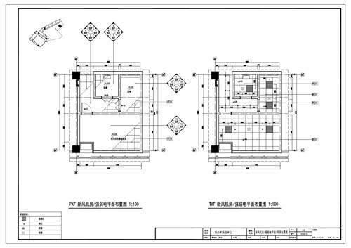 青少年活動(dòng)中心深化設(shè)計(jì)施工圖新風(fēng)機(jī)房/強(qiáng)弱電平面/吊頂布置圖