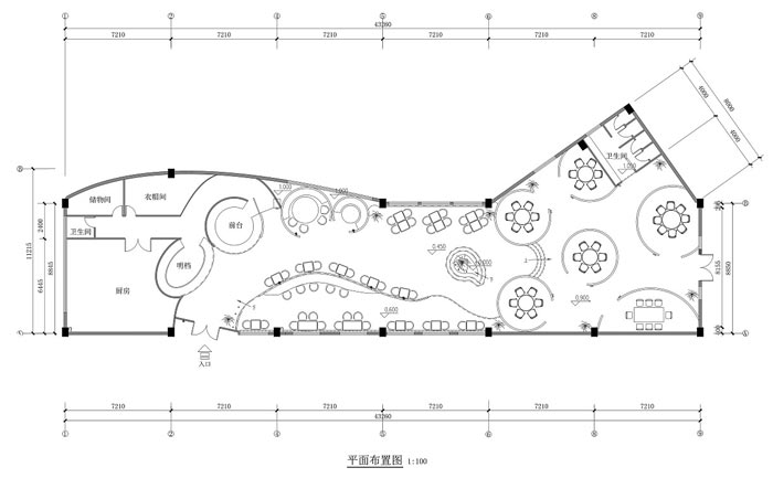 特色風(fēng)味餐廳平面圖裝修設(shè)計效果圖