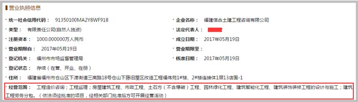 土建工程咨詢有限公司經(jīng)營(yíng)范圍截圖
