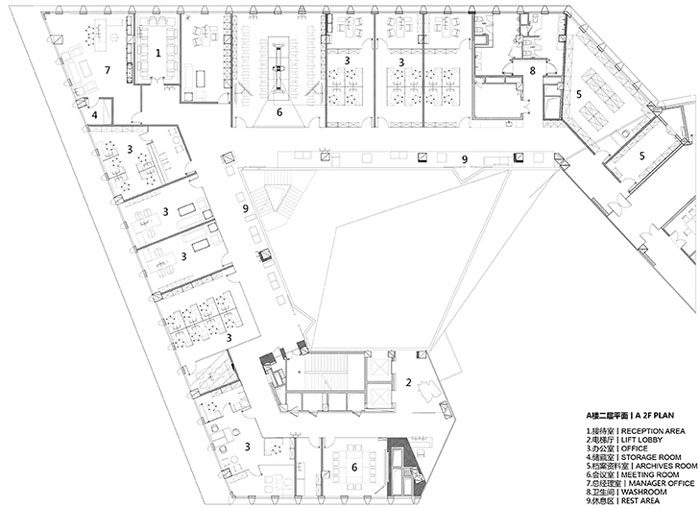 集團(tuán)總部辦公樓A樓二層平面