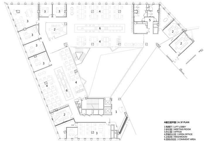 集團(tuán)總部辦公樓A樓三層平面
