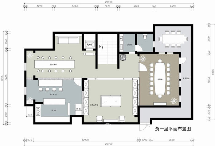 家庭辦公室負一層平面圖