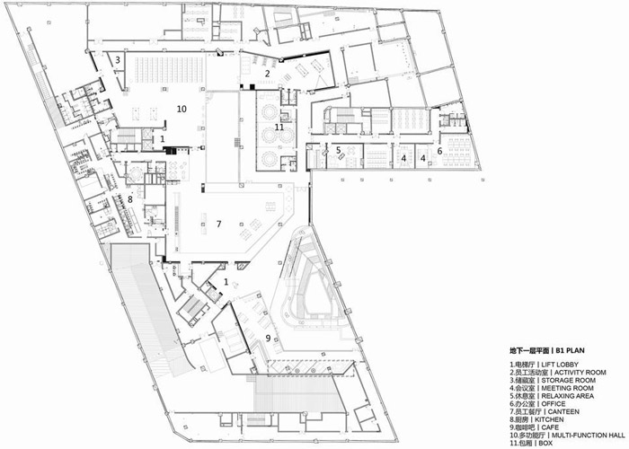 集團(tuán)總部辦公樓負(fù)一平面圖